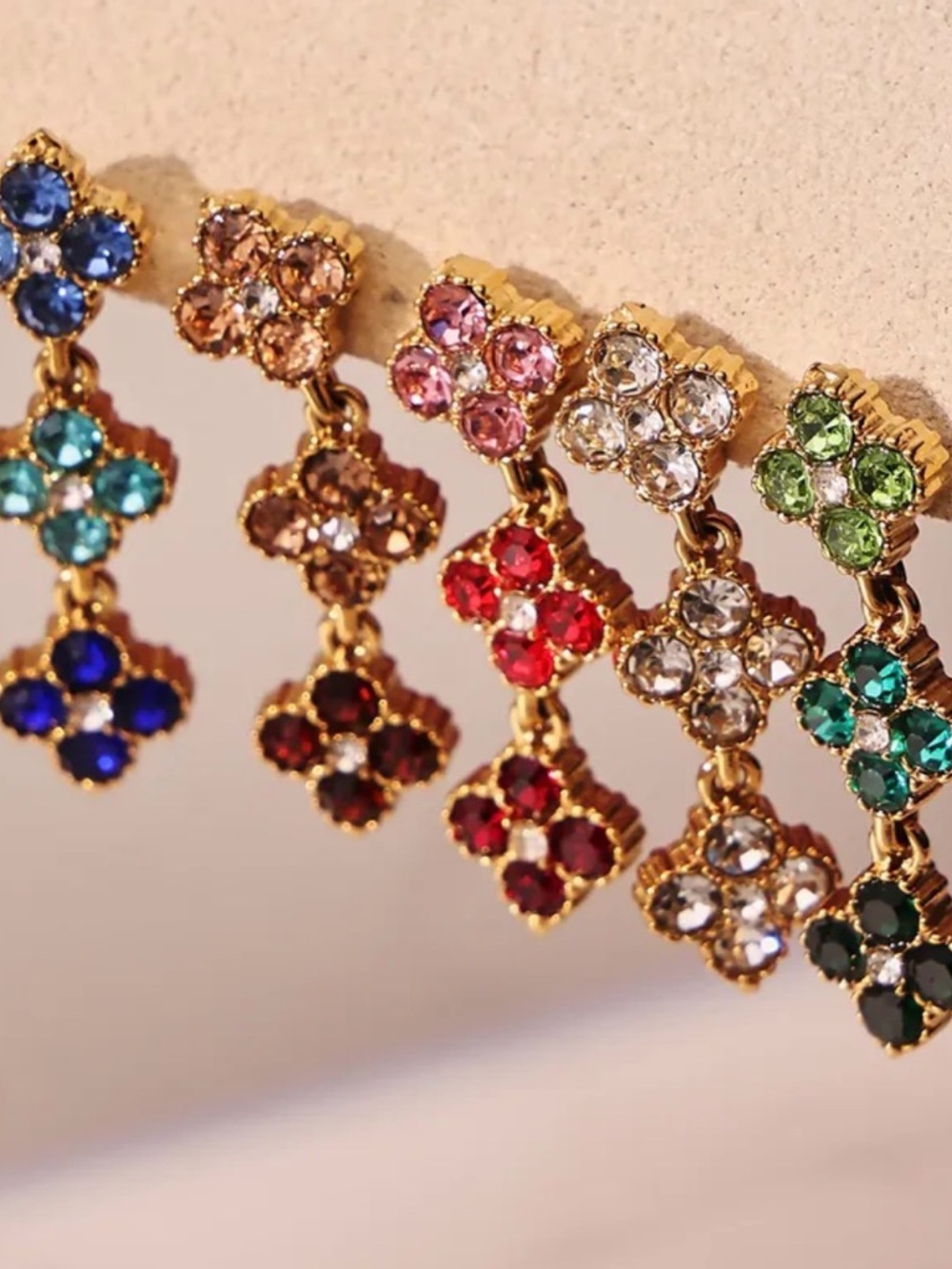 Clover Triple Dangle Earring 18KT Gold PVD Coated Earrings NWT